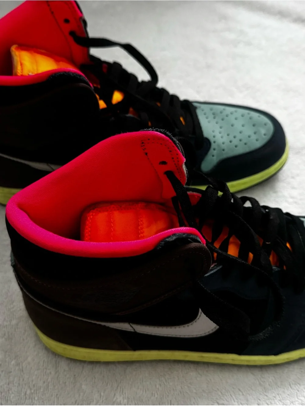 Jordan High-Top Sneakers in Black, Mint Green, Neon Orange, Hot Pink, Lime